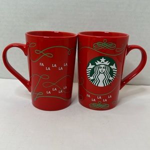 2020 Starbucks Holiday Fa La La 11 ounce Red Green Mug set of 2